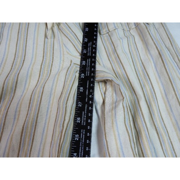 Black Ibis Striped Linen Blend Wide Leg Pants Women’s XL Beige Tan Blue Neutral - Picture 4 of 8